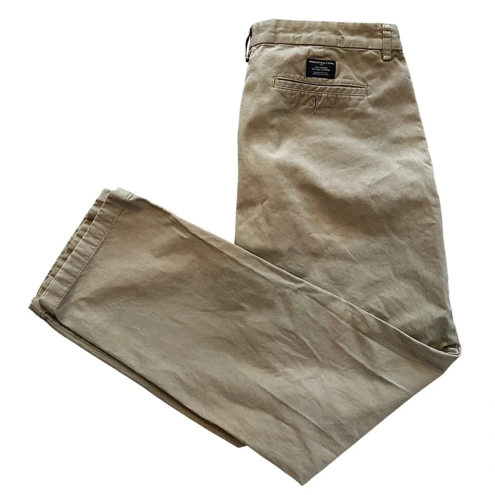 Banana Republic Gavin Straight Fit Chinos Mens 36x32 Khaki Tan Twill Pants